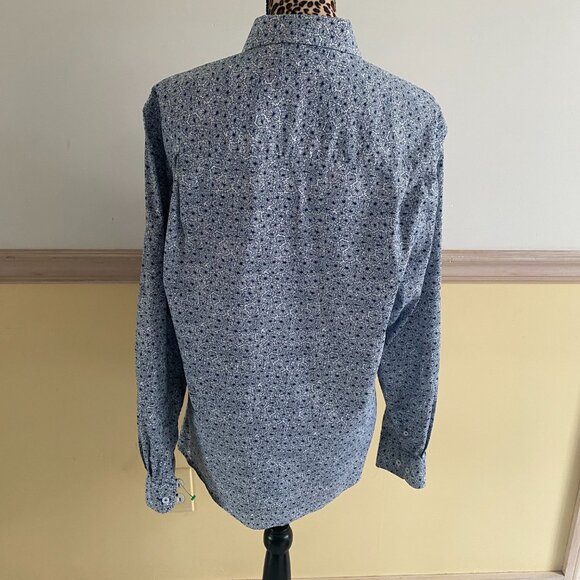 Nick Graham Men's 15.5 34-35 Blue White Floral Print Button Down Dress Shirt H12 - Picture 3 of 4